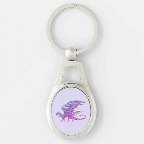 Amazing Mosaic Dragon Purple Keychain