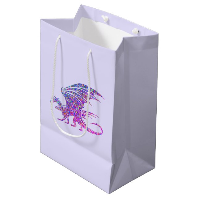 Amazing Mosaic Dragon Purple Medium Gift Bag (Front Angled)