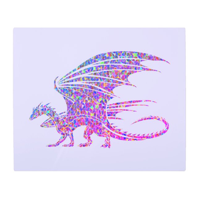 Amazing Mosaic Dragon Purple Metal Print (Front)
