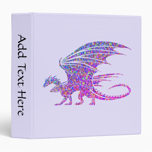 Amazing Mosaic Dragon Purple Name 3 Ring Binder (Front/Spine)