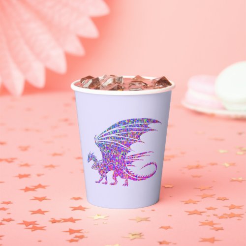 Amazing Mosaic Dragon Purple Paper Cups