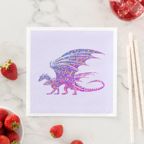Amazing Mosaic Dragon Purple Paper Dinner Napkins