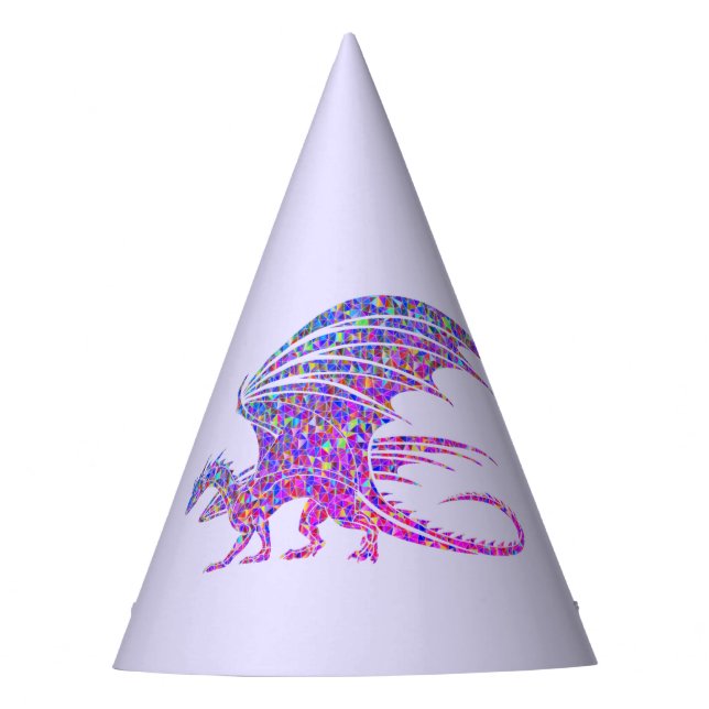 Amazing Mosaic Dragon Purple Party Hat (Front)