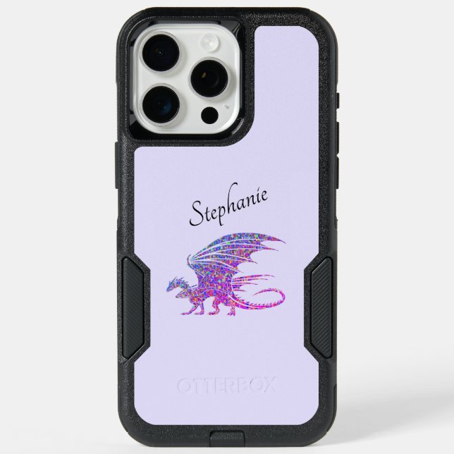 Amazing Mosaic Dragon Purple Personal iPhone 15 Pro Max Case (Back)