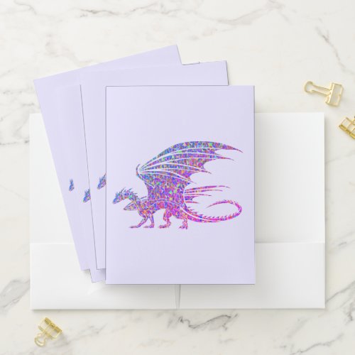 Amazing Mosaic Dragon Purple Pocket Folder