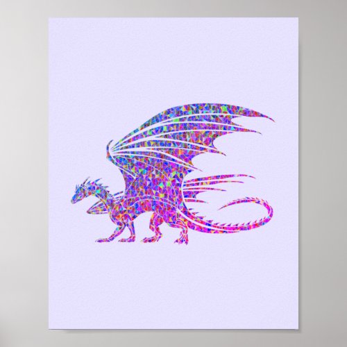 Amazing Mosaic Dragon Purple Poster