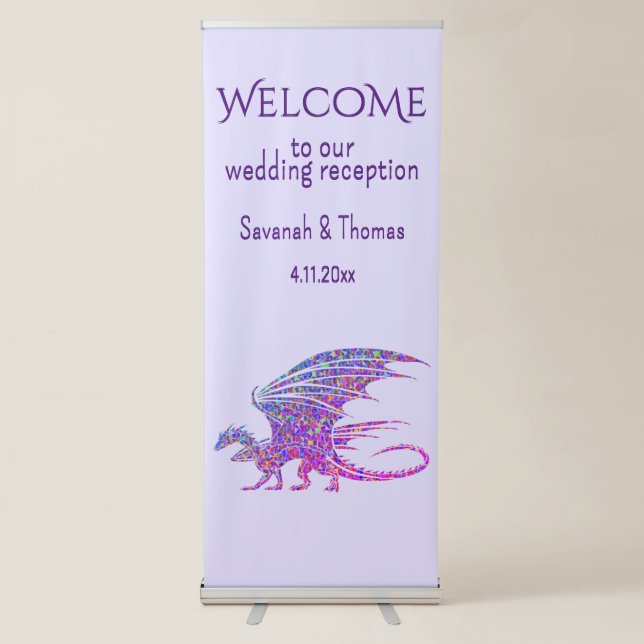 Amazing Mosaic Dragon Purple Retractable Banner (Front)
