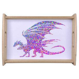 Amazing Mosaic Dragon Purple  Serving Tray