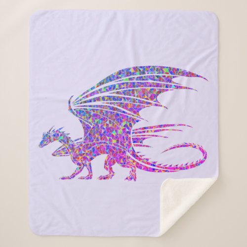 Amazing Mosaic Dragon Purple Sherpa Blanket