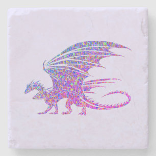 Amazing Mosaic Dragon Purple Stone Coaster