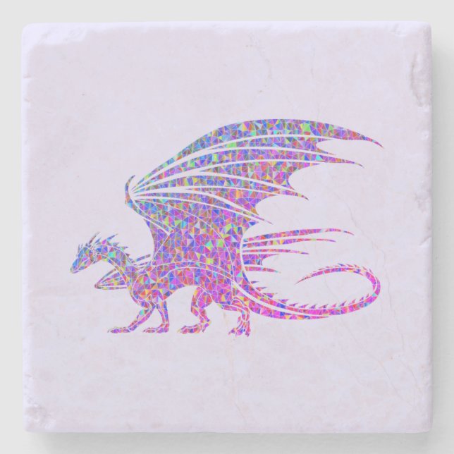 Amazing Mosaic Dragon Purple Stone Coaster (Front)