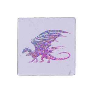 Amazing Mosaic Dragon Purple Stone Magnet