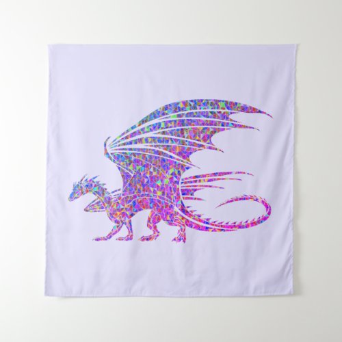 Amazing Mosaic Dragon Purple Tapestry