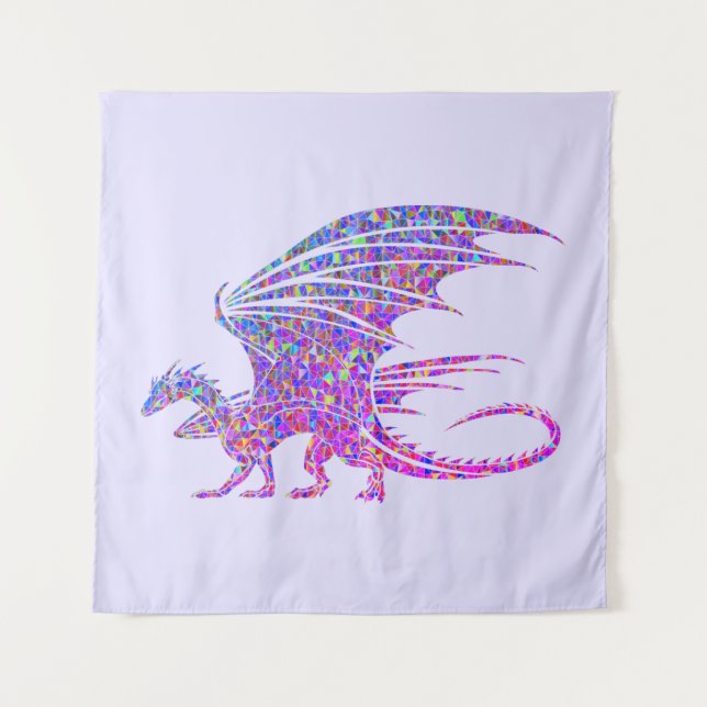 Amazing Mosaic Dragon Purple Tapestry (Front)