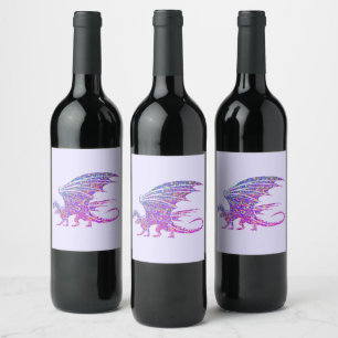 Amazing Mosaic Dragon Purple Wine Label