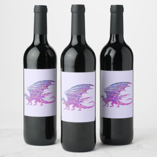 Amazing Mosaic Dragon Purple Wine Label