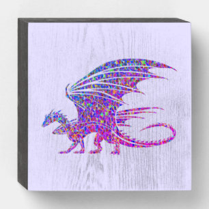 Amazing Mosaic Dragon Purple Wooden Box Sign