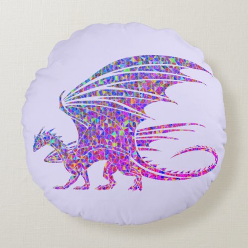 Amazing Mosaic Dragon  Round Pillow