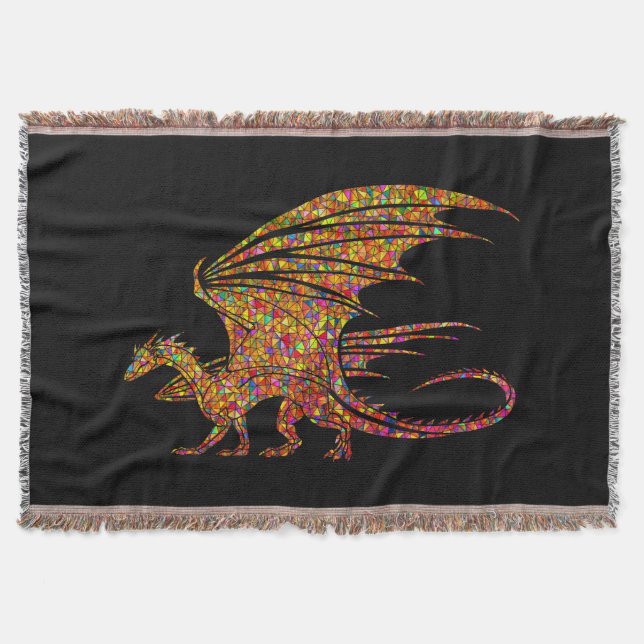 Amazing Mosaic Dragon  Throw Blanket (Front)