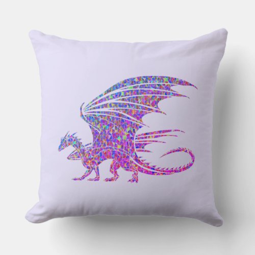 Amazing Mosaic Dragon  Throw Pillow