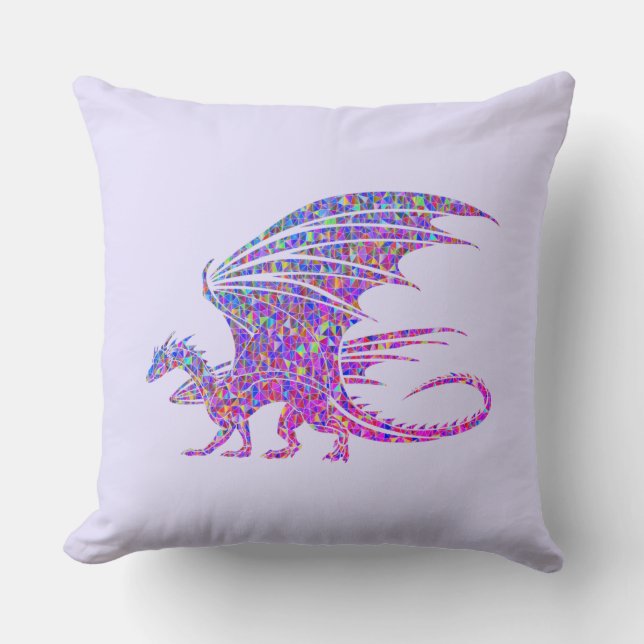Amazing Mosaic Dragon  Throw Pillow (Front)