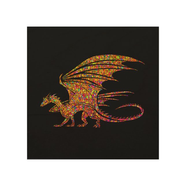 Amazing Mosaic Dragon  Wood Wall Art (Front)