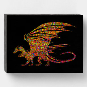 Amazing Mosaic Dragon  Wooden Box Sign
