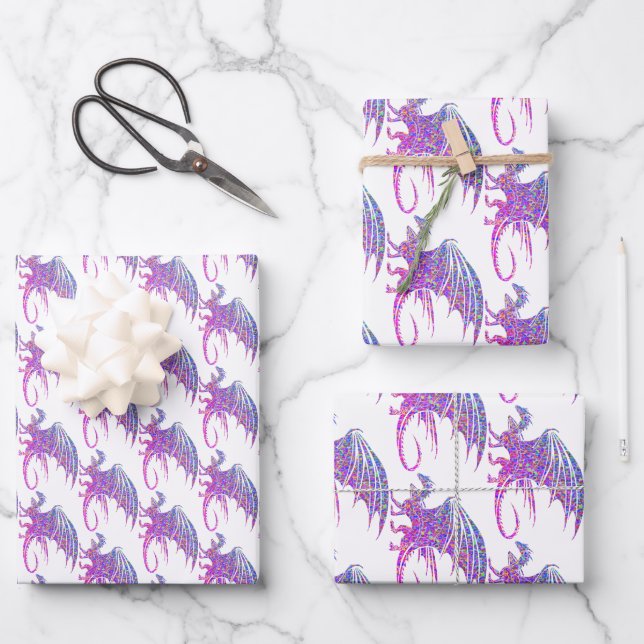Amazing Mosaic Dragon Wrapping Paper Sheets (Front)