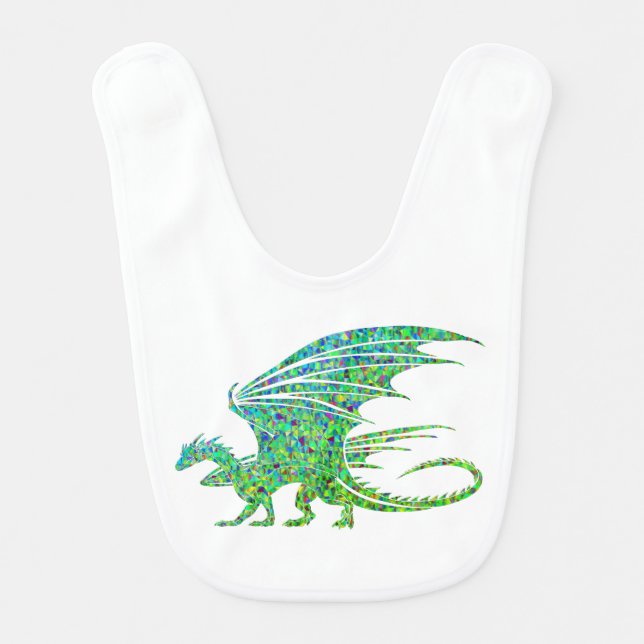 Amazing Mosaic Green Dragon Baby Bib (Front)