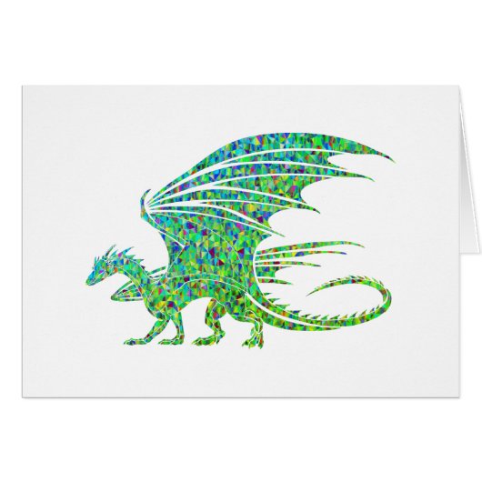 Amazing Mosaic Green Dragon Blank Inside Cards (Front Horizontal)