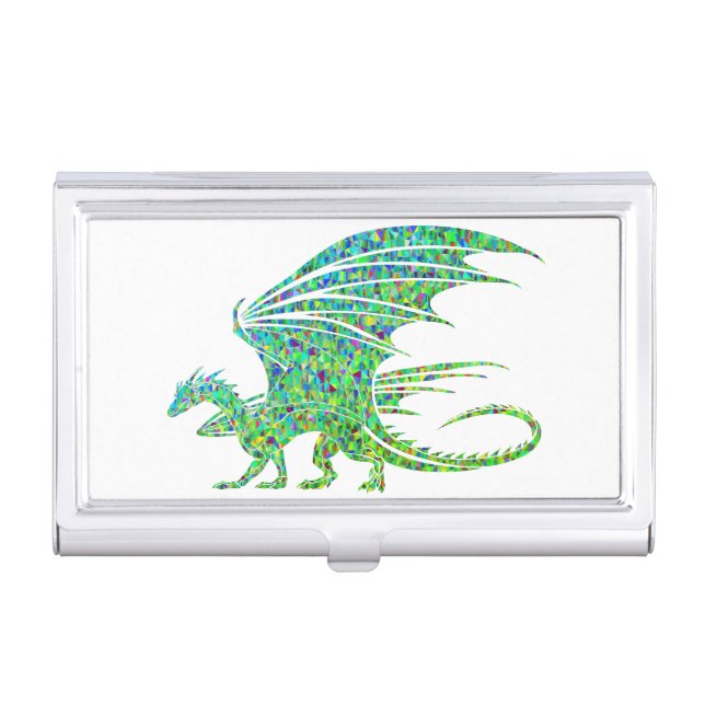 Amazing Mosaic Green Dragon Business Card Case (Front)