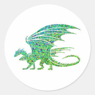 Amazing Mosaic Green Dragon Classic Round Sticker