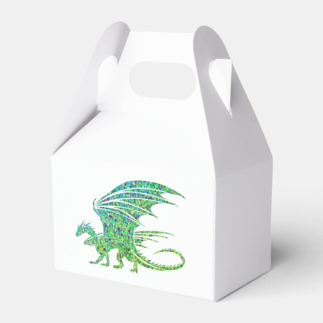 Amazing Mosaic Green Dragon Favor Boxes (Front Side)
