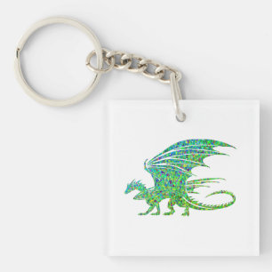 Amazing Mosaic Green Dragon Keychain