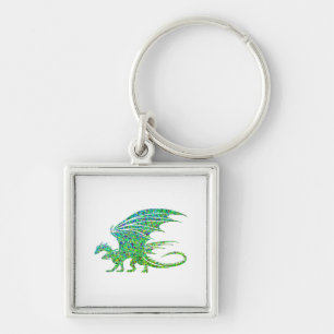 Amazing Mosaic Green Dragon Keychain