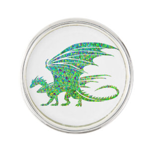 Amazing Mosaic Green Dragon Lapel Pin