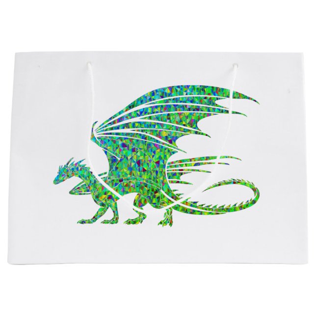 Amazing Mosaic Green Dragon Large Gift Bag (Front)