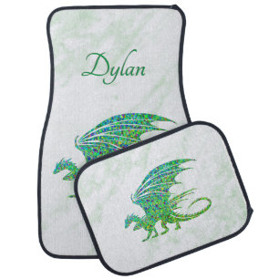 Amazing Mosaic Green Dragon Personal Car Floor Mat