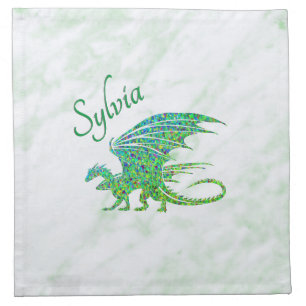 Amazing Mosaic Green Dragon Personal Cloth Napkin