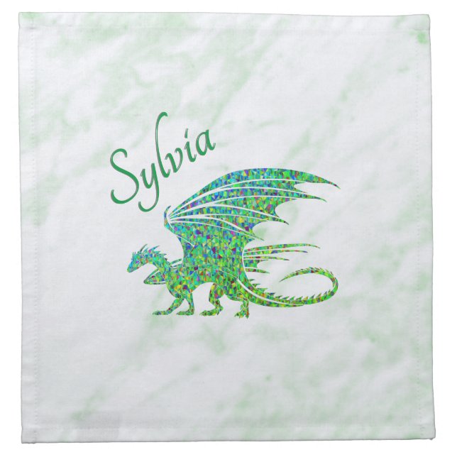 Amazing Mosaic Green Dragon Personal Cloth Napkin (Front)
