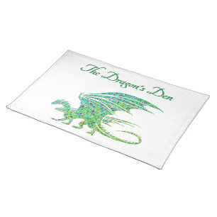 Amazing Mosaic Green Dragon Personal Cloth Placemat