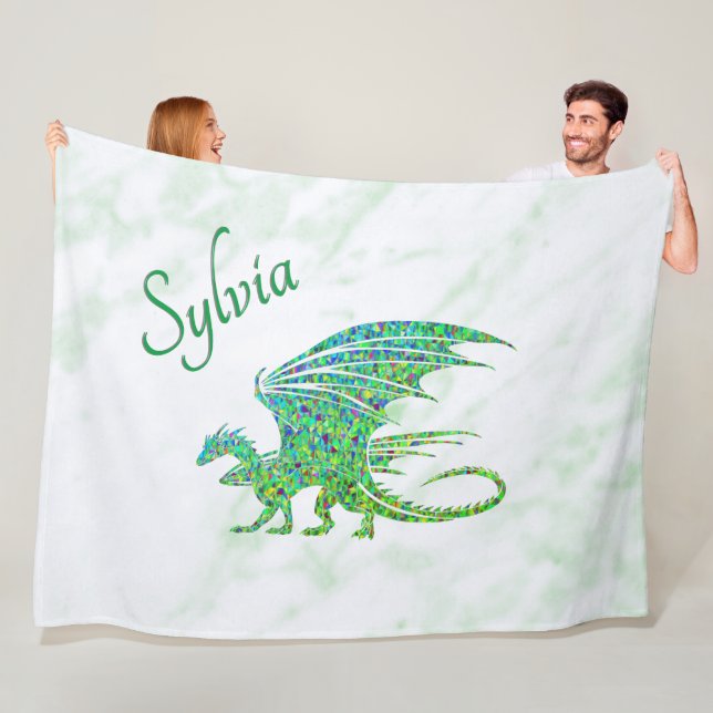 Amazing Mosaic Green Dragon Personal Fleece Blanket (In Situ)