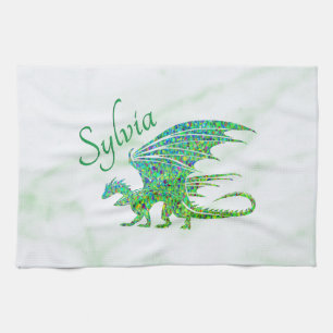Amazing Mosaic Green Dragon Personal Kitchen Towel