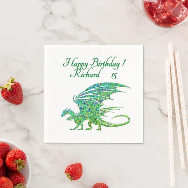 Amazing Mosaic Green Dragon Personal Napkins (Insitu)