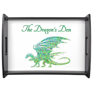 Amazing Mosaic Green Dragon Personal Serving Tray
