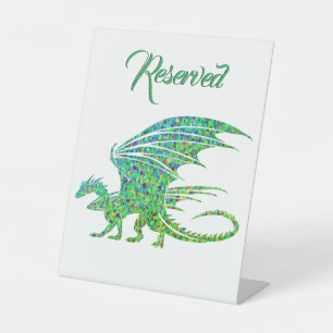 Amazing Mosaic Green Dragon Reserved Pedestal Sign