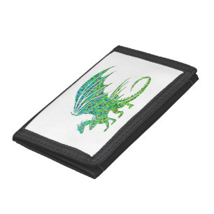 Amazing Mosaic Green Dragon Trifold Wallet