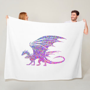 Amazing Mosaic Purple Dragon Fleece Blanket