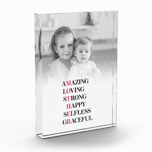 Amazing Mother Acronym Custom Photo Block (Left)