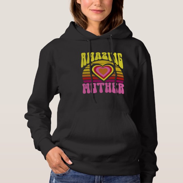 Amazing Mother Cute Sunset Hearts Mother s Day Ret Hoodie (Front)